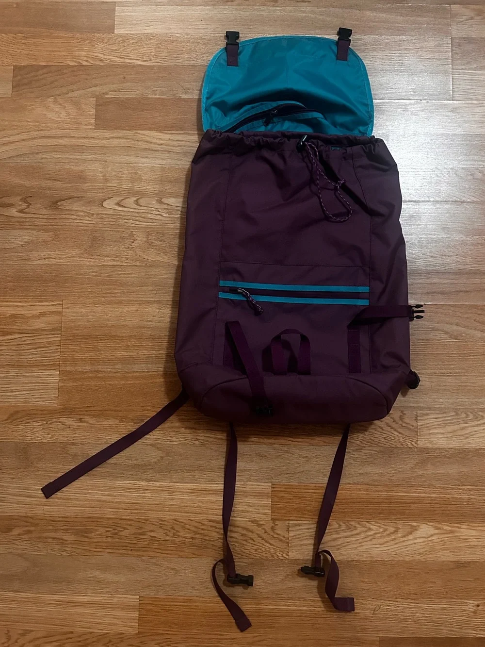 Patagonia Purple Backpack with Teal Accent Trim